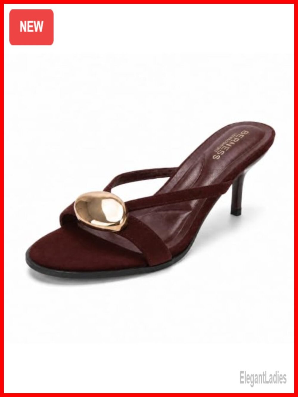Embellished Kitten Heel Slide Sandals Open Toe Faux Suede Dress Heels